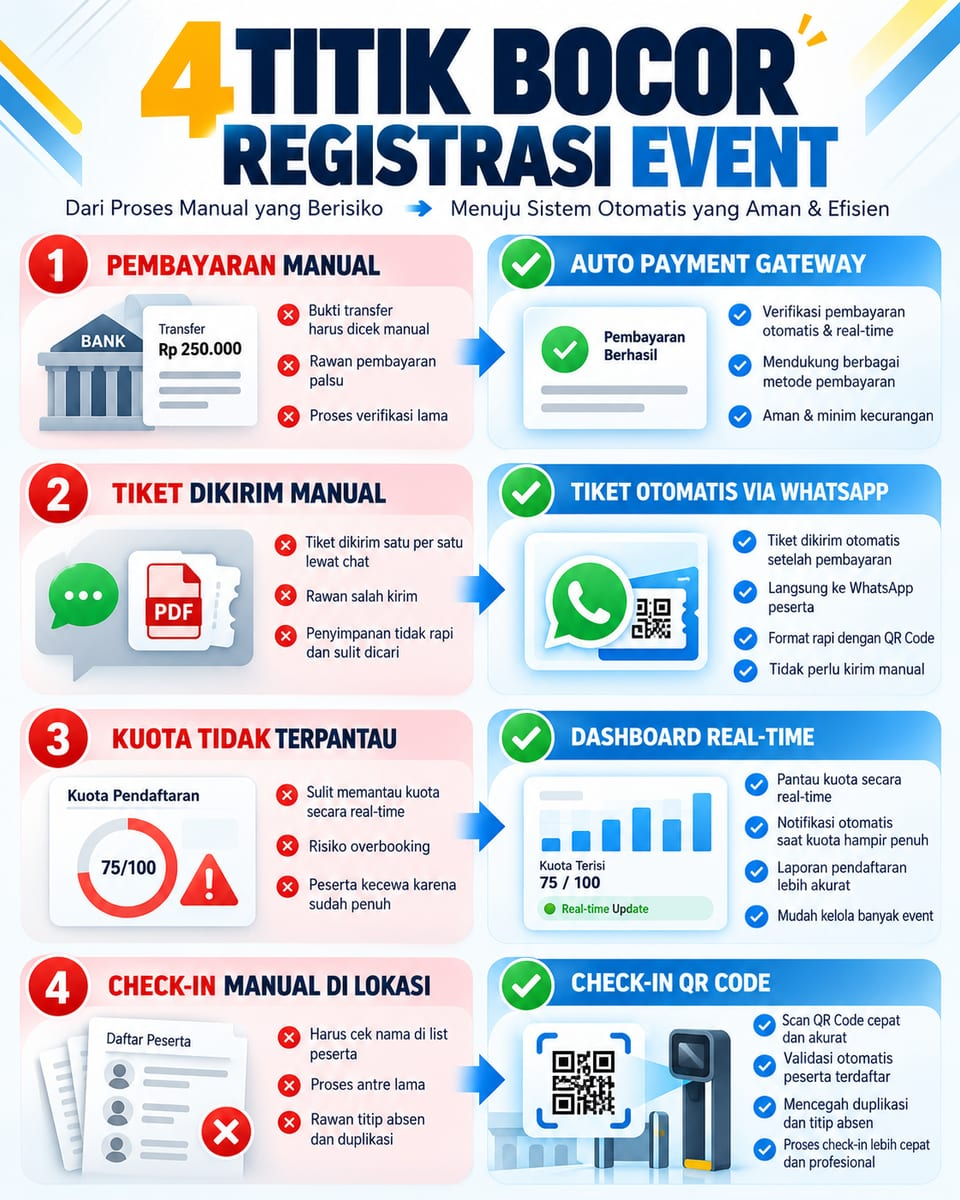 4 Titik Bocor Alur Registrasi Event — dan Cara Menutupnya 🔑